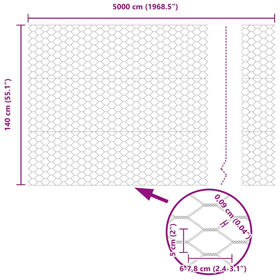 Afrasteringspaal Groen 50 x 1,4 m (50 mm gaas) Staal en PVC