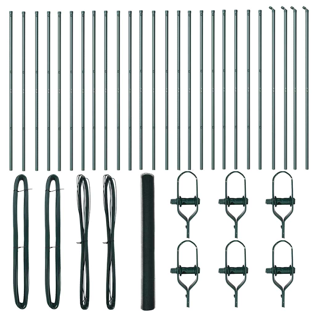 Afrasteringspaal Groen 50 x 1,5 m (25 mm gaas) Staal en PVC