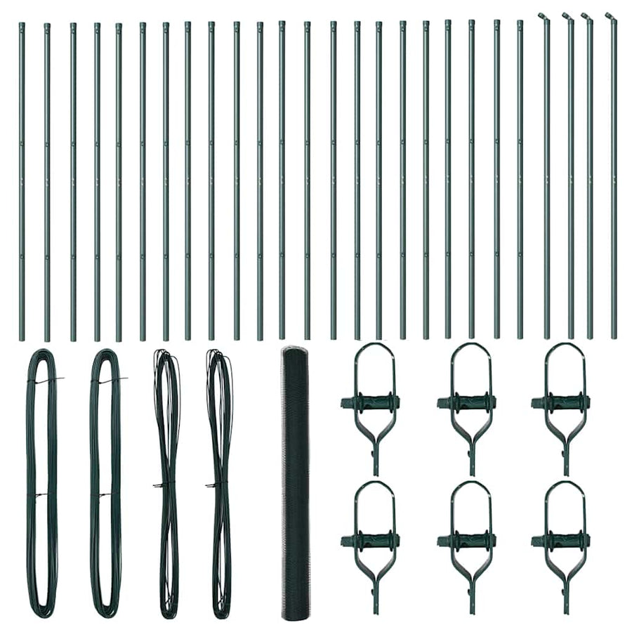 Afrasteringspaal Groen 50 x 1,5 m (25 mm gaas) Staal en PVC