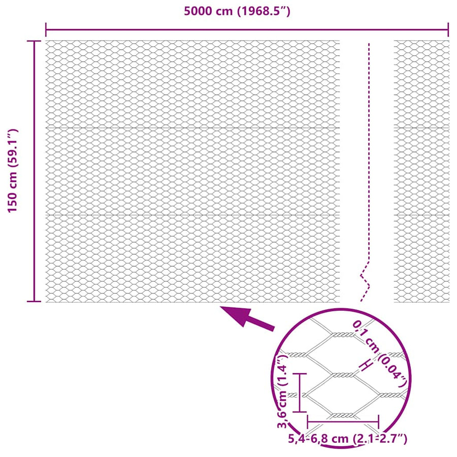 Afrasteringspaal Groen 50 x 1,5 m (36 mm gaas) Staal en PVC