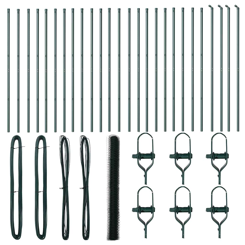 Afrasteringspaal Groen 50 x 1,6 m (50 mm gaas) Staal en PVC