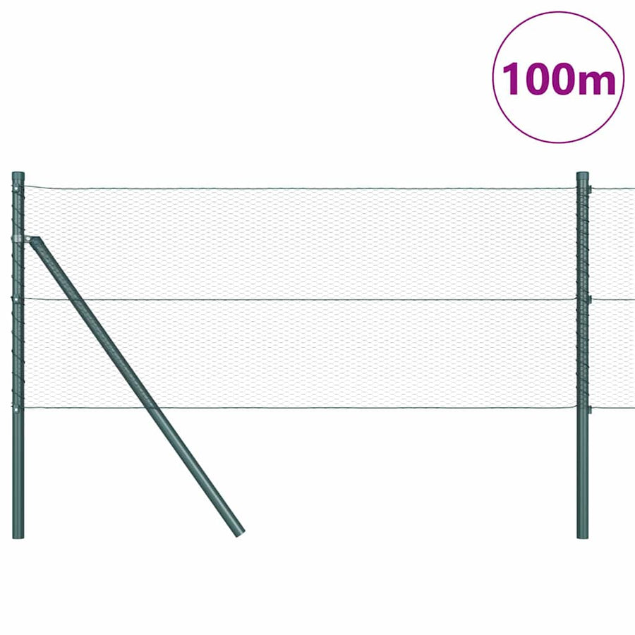 Afrasteringspaal Groen 100 x 0,4 m (13 mm gaas) Staal en PVC