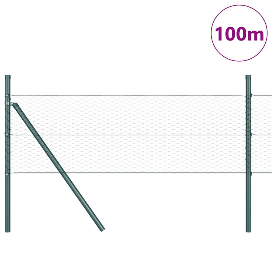 Afrasteringspaal Groen 100 x 0,4 m (25 mm gaas) Staal en PVC