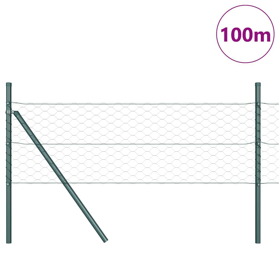 Afrasteringspaal Groen 100 x 0,4 m (50 mm gaas) Staal en PVC