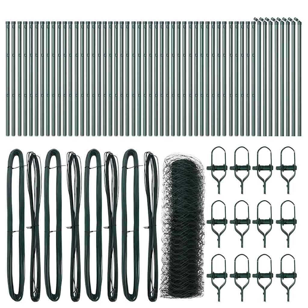 Afrasteringspaal Groen 100 x 0,5 m (50 mm gaas) Staal en PVC