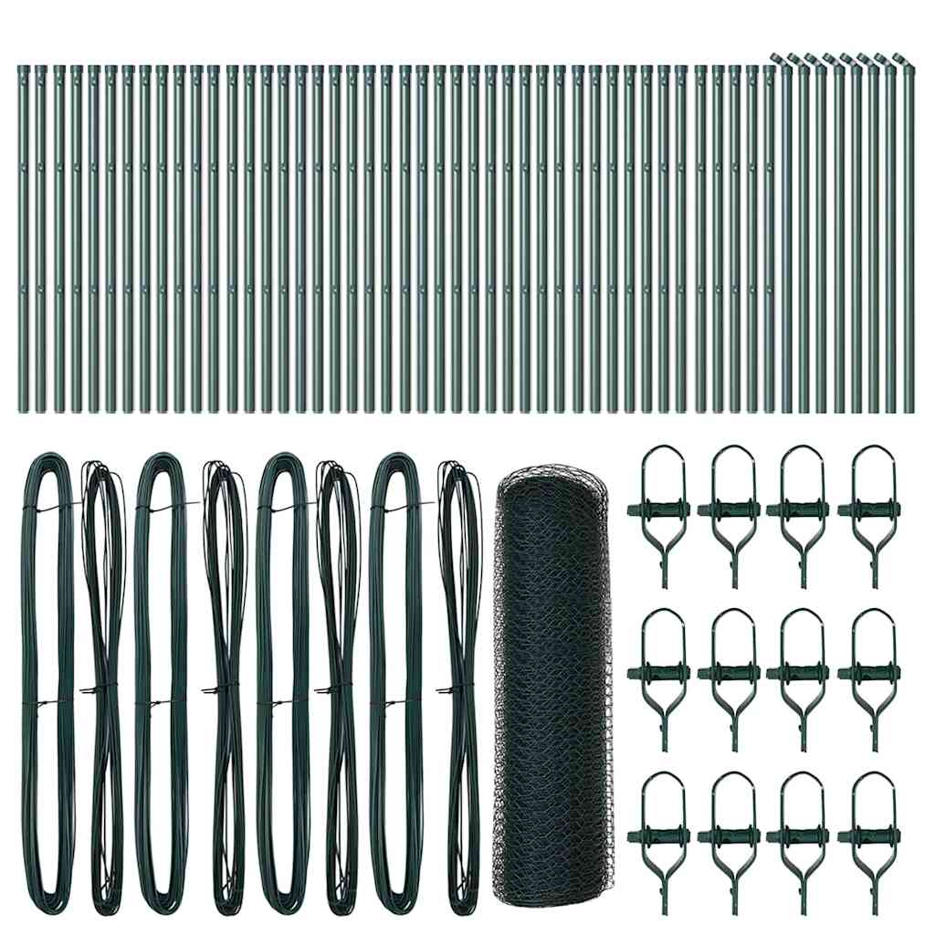 Afrasteringspaal Groen 100 x 0,6 m (13 mm gaas) Staal en PVC