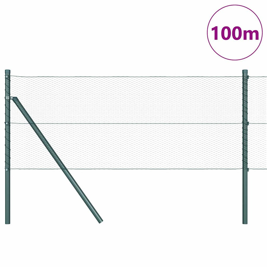 Afrasteringspaal Groen 100 x 0,6 m (13 mm gaas) Staal en PVC
