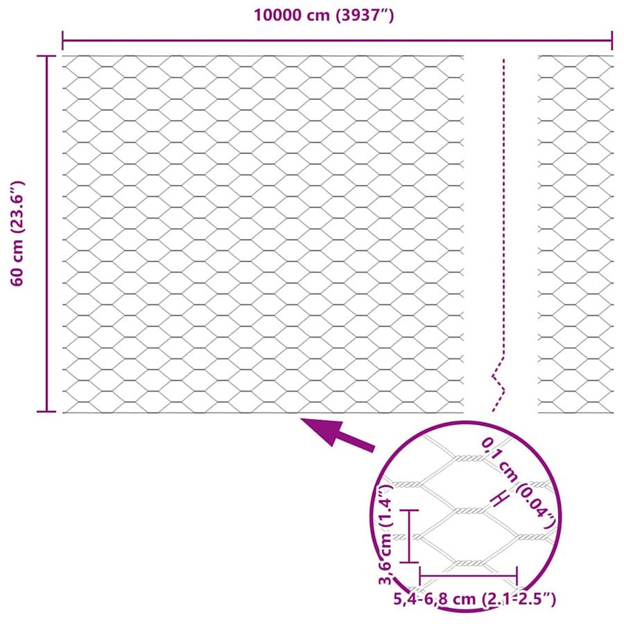 Afrasteringspaal Groen 100 x 0,6 m (36 mm gaas) Staal en PVC