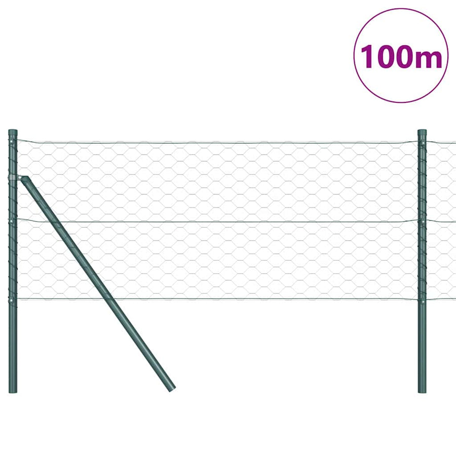 Afrasteringspaal Groen 100 x 0,6 m (50 mm gaas) Staal en PVC