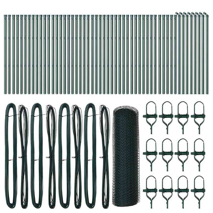Afrasteringspaal Groen 100 x 0,8 m (13 mm gaas) Staal en PVC