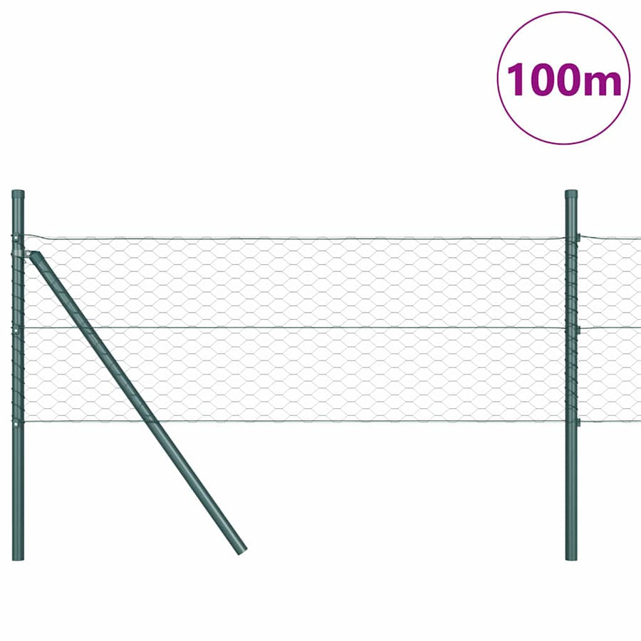 Afrasteringspaal Groen 100 x 0,8 m (36 mm gaas) Staal en PVC
