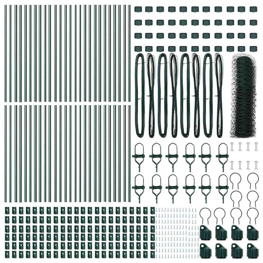 Afrasteringspaal Groen 100 x 0,8 m (50 mm gaas) Staal en PVC