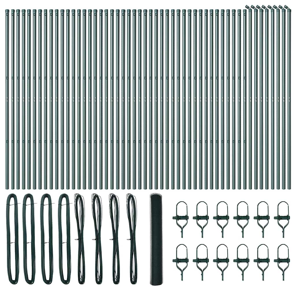 Afrasteringspaal Groen 100 x 1 m (25 mm gaas) Staal en PVC
