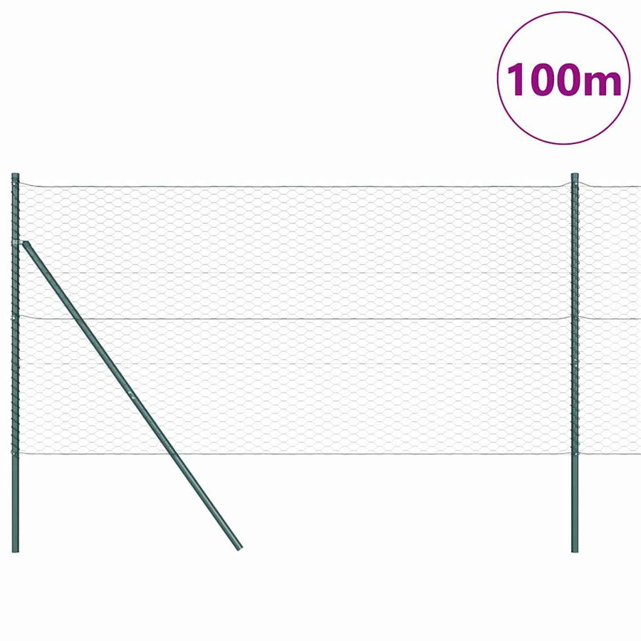 Afrasteringspaal Groen 100 x 1 m (36 mm gaas) Staal en PVC