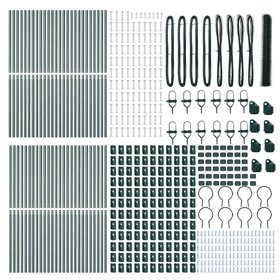 Afrasteringspaal Groen 100 x 1 m (50 mm gaas) Staal en PVC