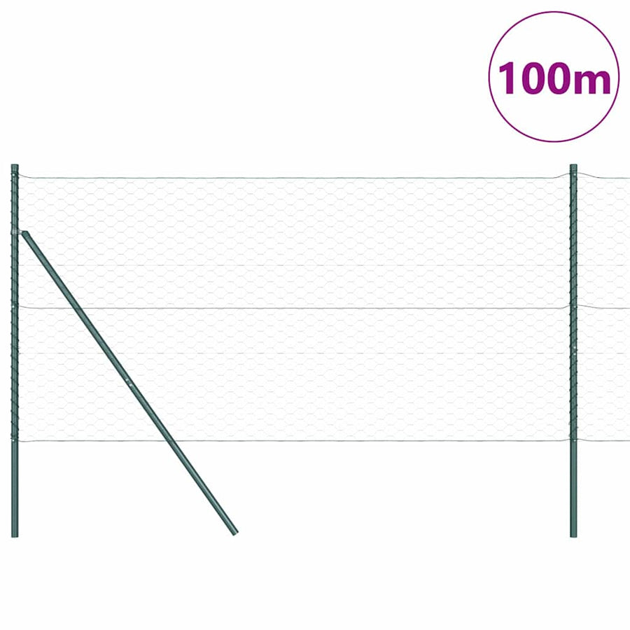 Afrasteringspaal Groen 100 x 1 m (50 mm gaas) Staal en PVC
