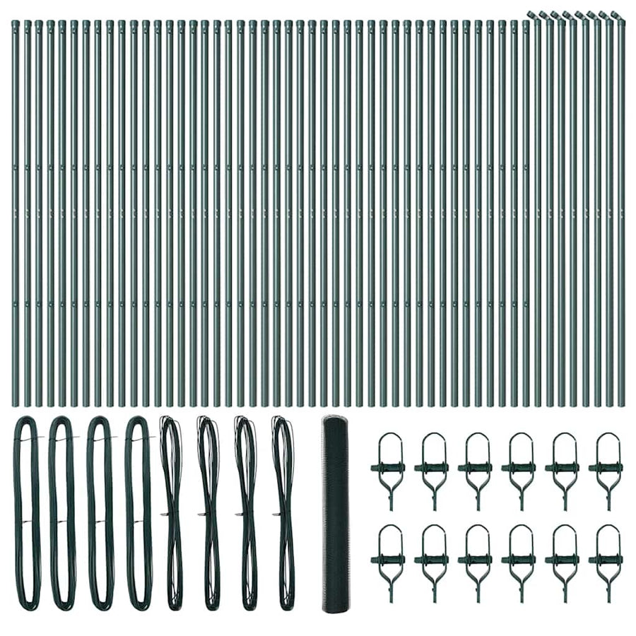 Afrasteringspaal Groen 100 x 1,2 m (13 mm gaas) Staal en PVC