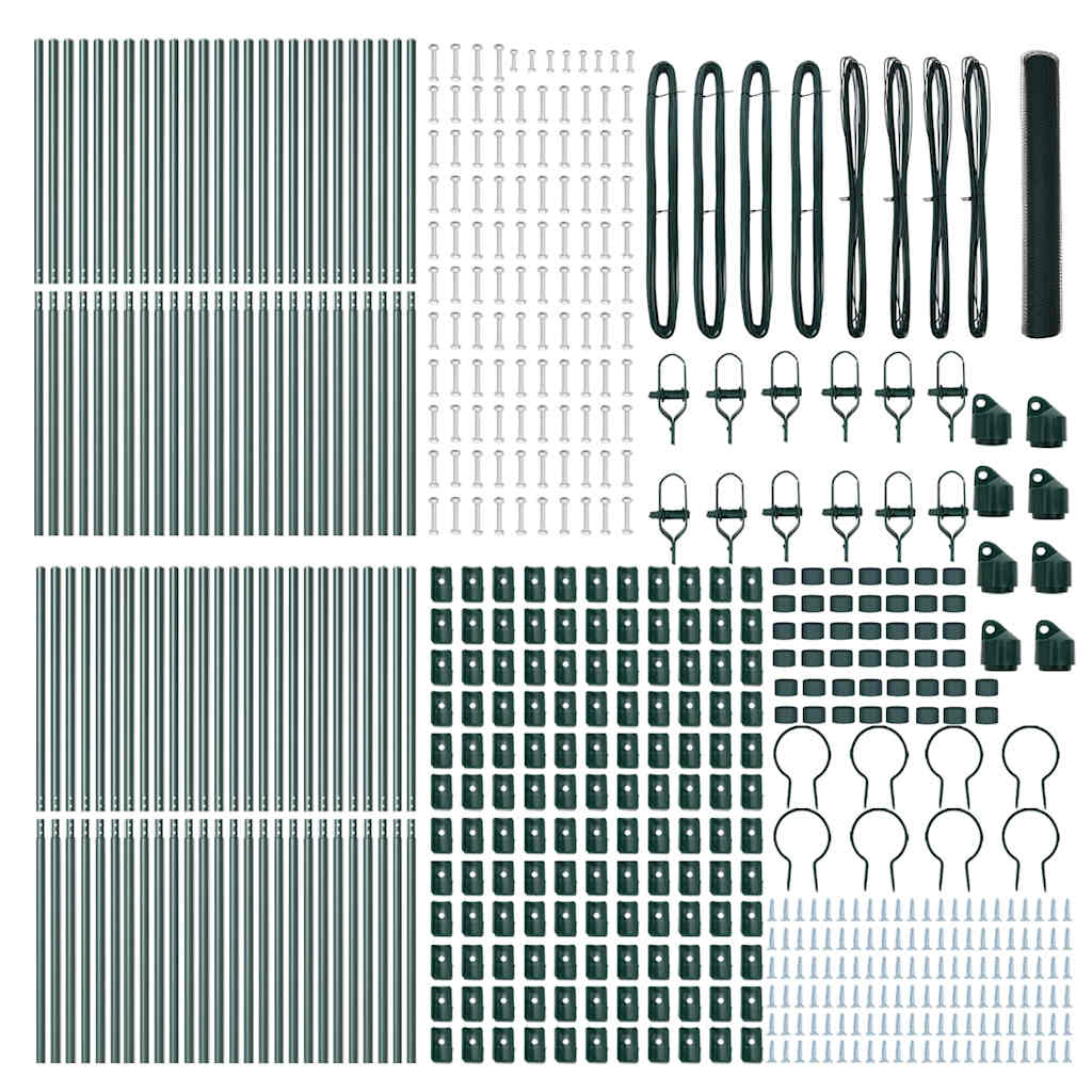 Afrasteringspaal Groen 100 x 1,2 m (13 mm gaas) Staal en PVC