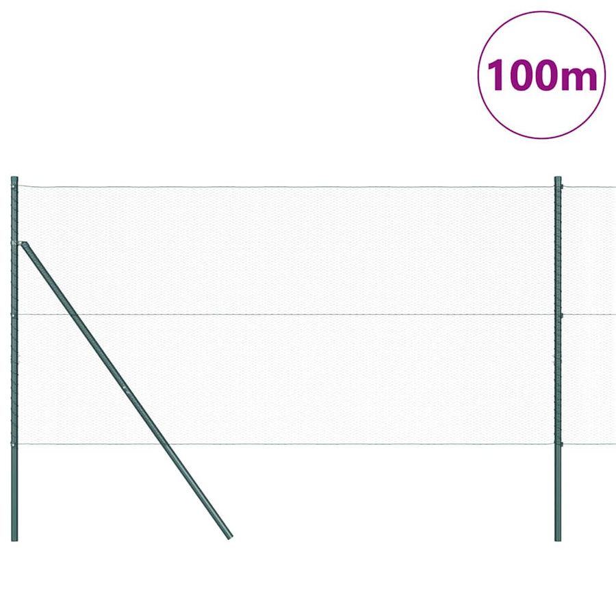 Afrasteringspaal Groen 100 x 1,2 m (13 mm gaas) Staal en PVC