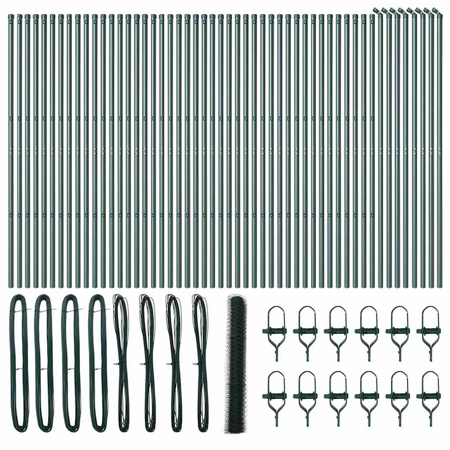 Afrasteringspaal Groen 100 x 1,2 m (50 mm gaas) Staal en PVC