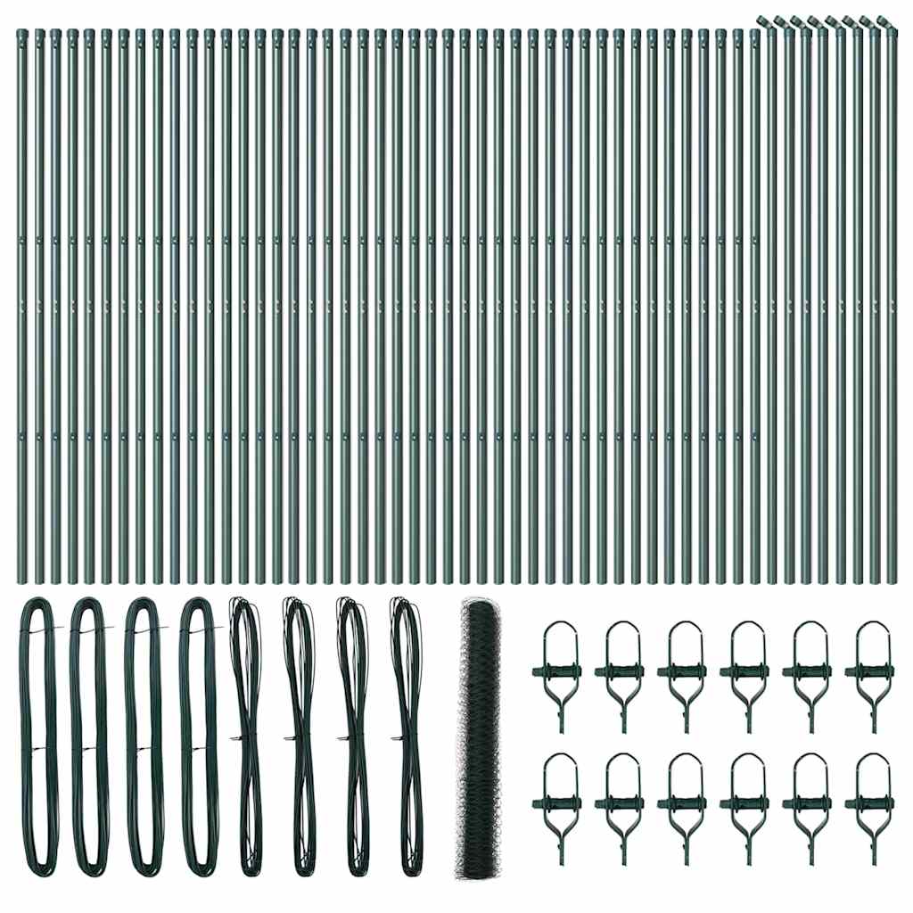 Afrasteringspaal Groen 100 x 1,4 m (36 mm gaas) Staal en PVC