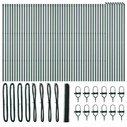 Afrasteringspaal Groen 100 x 1,4 m (50 mm gaas) Staal en PVC