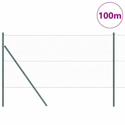 Afrasteringspaal Groen 100 x 1,4 m (50 mm gaas) Staal en PVC