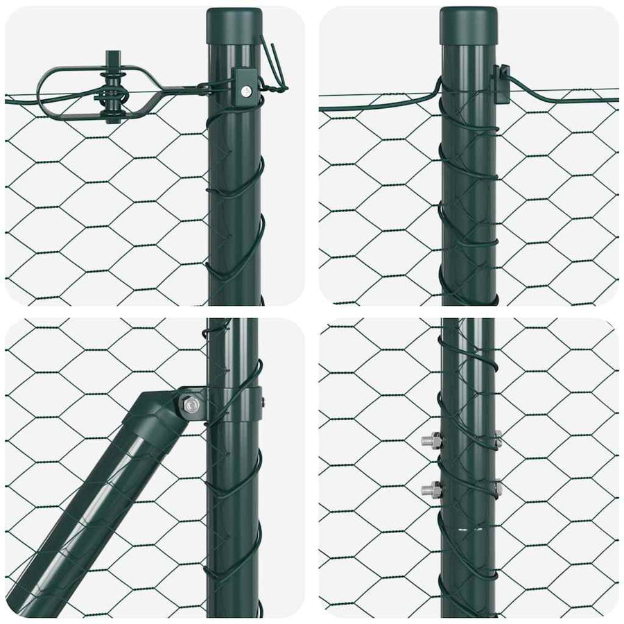 Afrasteringspaal Groen 100 x 1,5 m (25 mm gaas) Staal en PVC