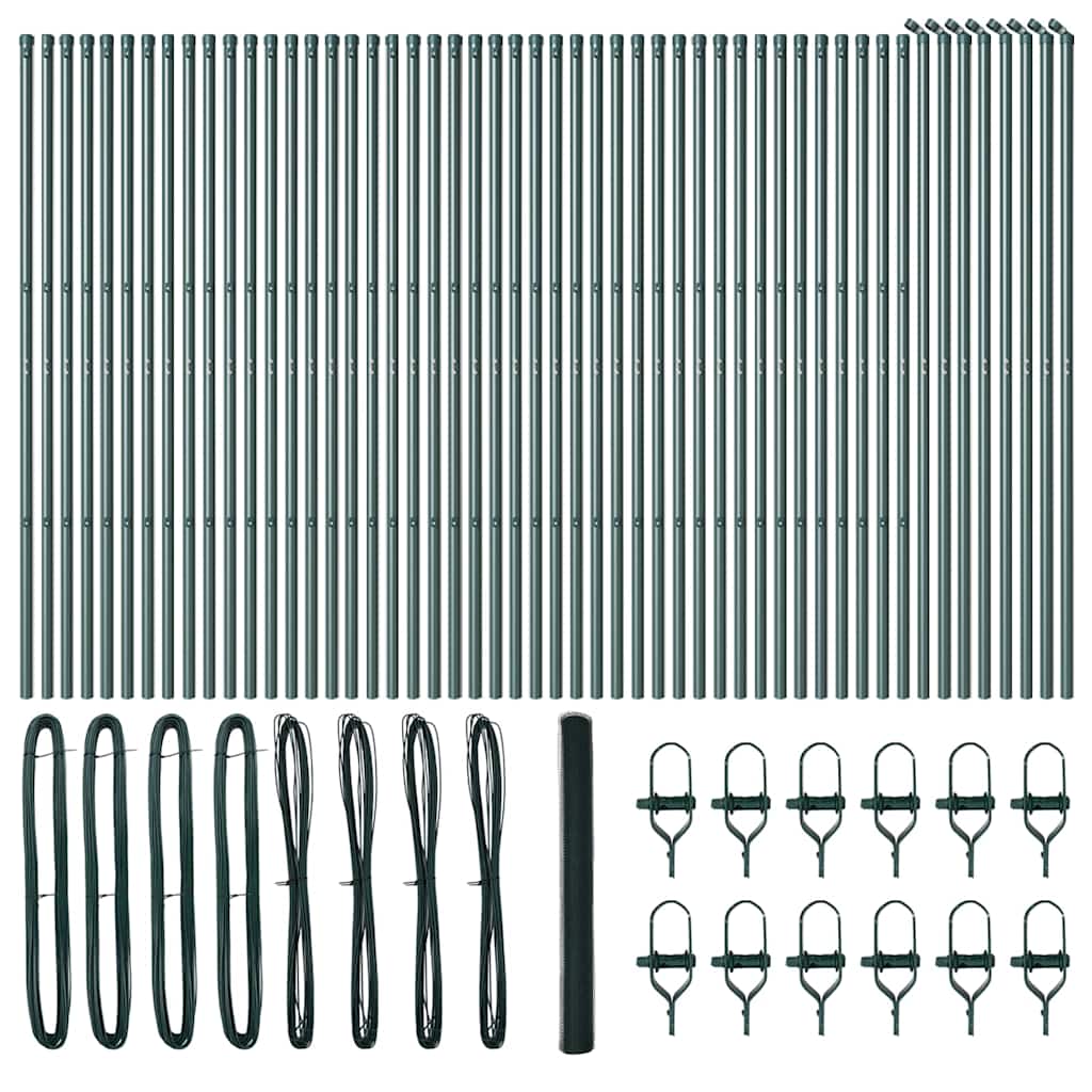 Afrasteringspaal Groen 100 x 1,5 m (25 mm gaas) Staal en PVC