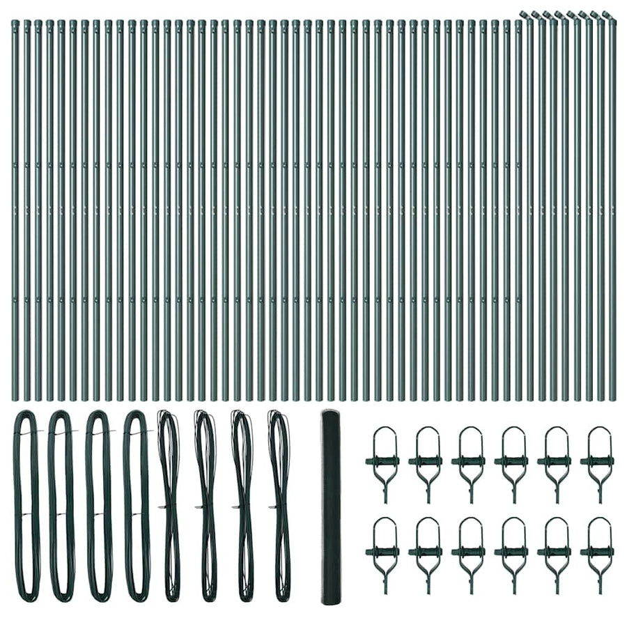 Afrasteringspaal Groen 100 x 1,5 m (25 mm gaas) Staal en PVC
