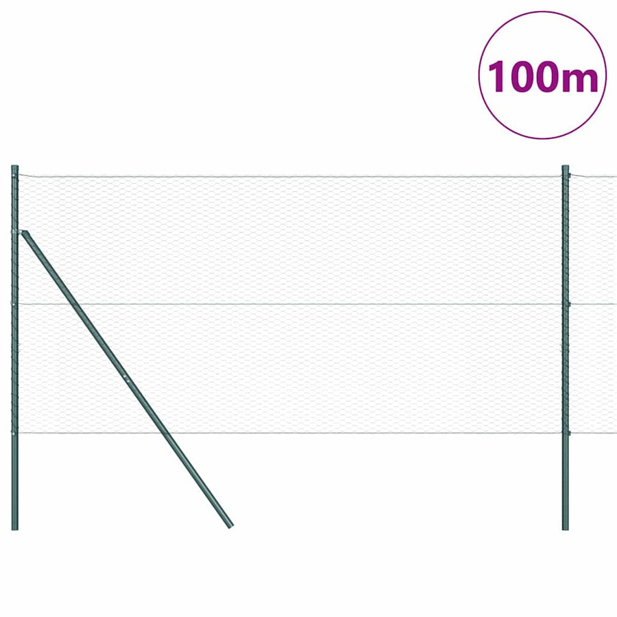 Afrasteringspaal Groen 100 x 1,5 m (25 mm gaas) Staal en PVC