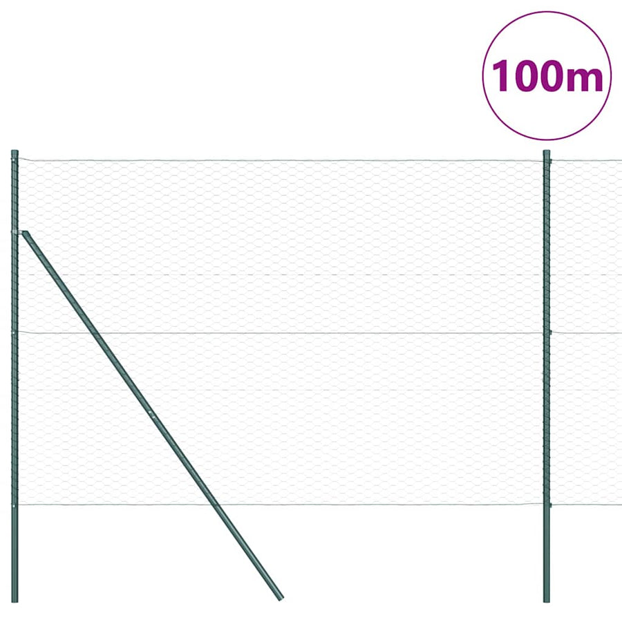 Afrasteringspaal Groen 100 x 1,5 m (36 mm gaas) Staal en PVC