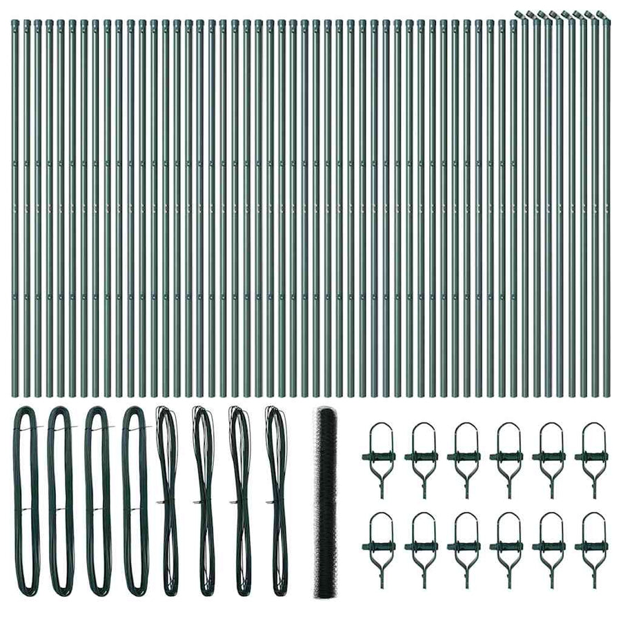 Afrasteringspaal Groen 100 x 1,5 m (50 mm gaas) Staal en PVC