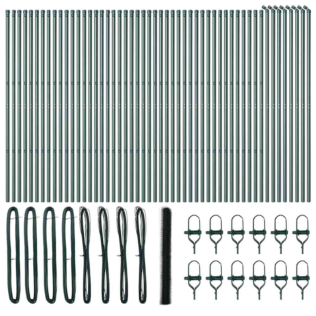 Afrasteringspaal Groen 100 x 1,6 m (36 mm gaas) Staal en PVC