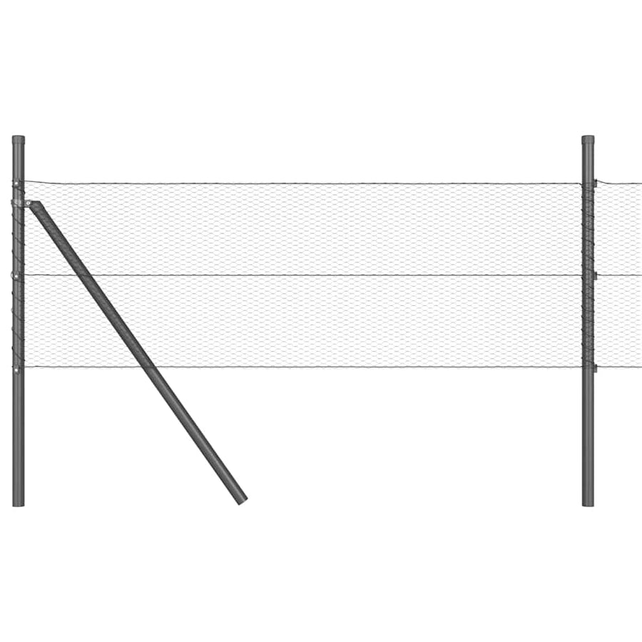 Afrasteringspaal Grijs 10 x 0,4 m (13 mm gaas) Staal en PVC