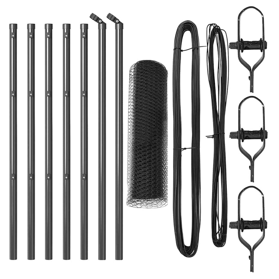 Afrasteringspaal Grijs 10 x 0,4 m (13 mm gaas) Staal en PVC