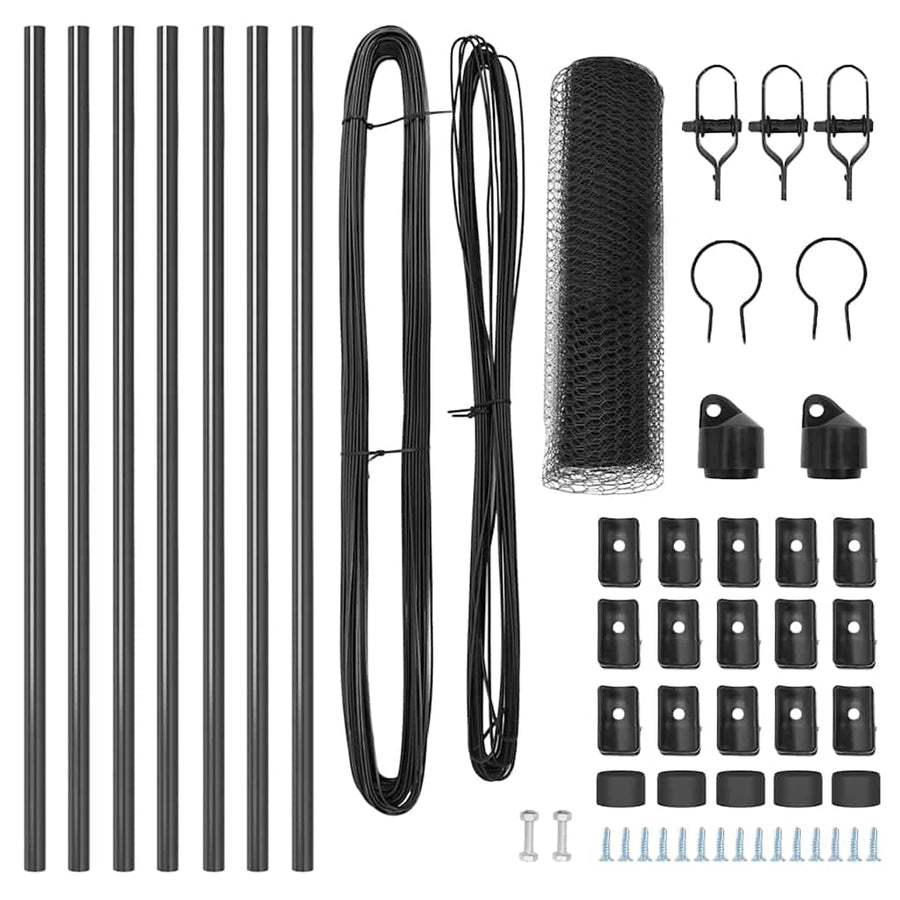 Afrasteringspaal Grijs 10 x 0,4 m (25 mm gaas) Staal en PVC