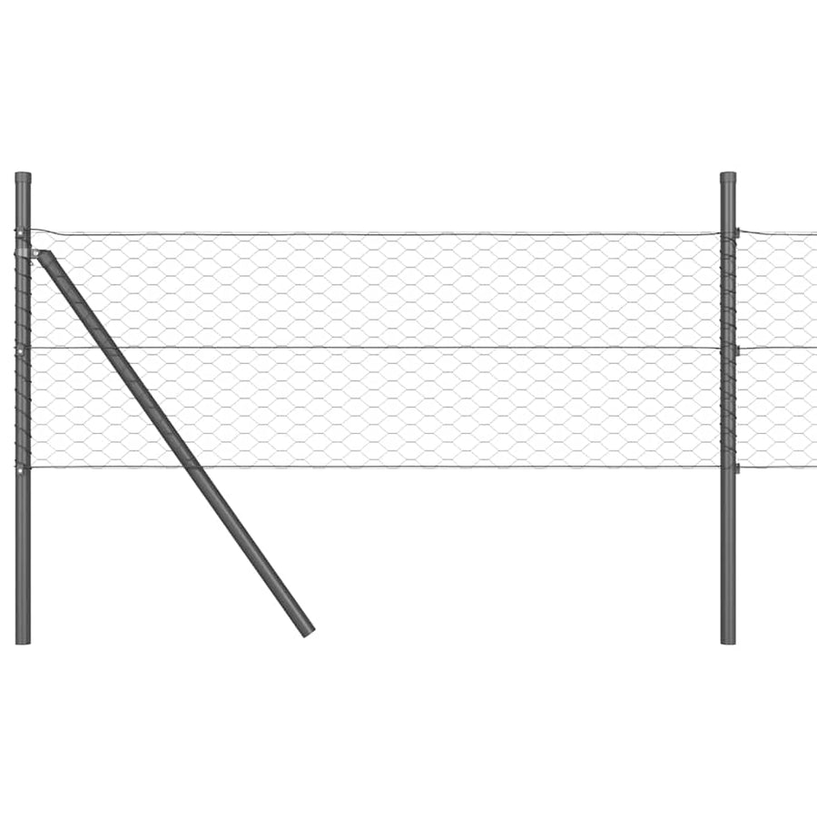 Afrasteringspaal Grijs 10 x 0,4 m (36 mm gaas) Staal en PVC