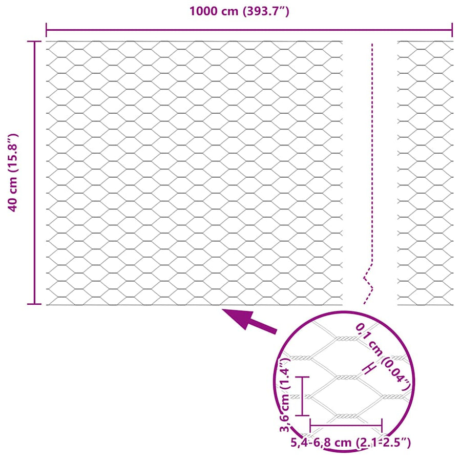Afrasteringspaal Grijs 10 x 0,4 m (36 mm gaas) Staal en PVC