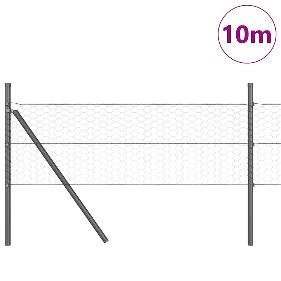 Afrasteringspaal Grijs 10 x 0,4 m (36 mm gaas) Staal en PVC