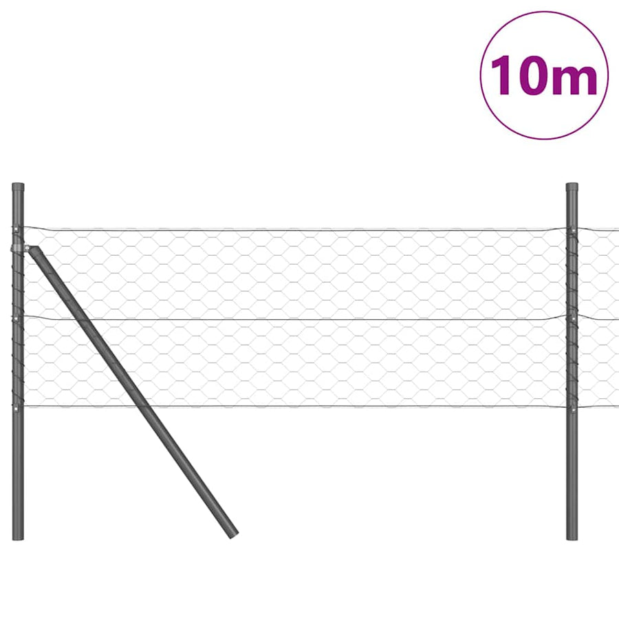 Afrasteringspaal Grijs 10 x 0,4 m (50 mm mesh) Staal en PVC
