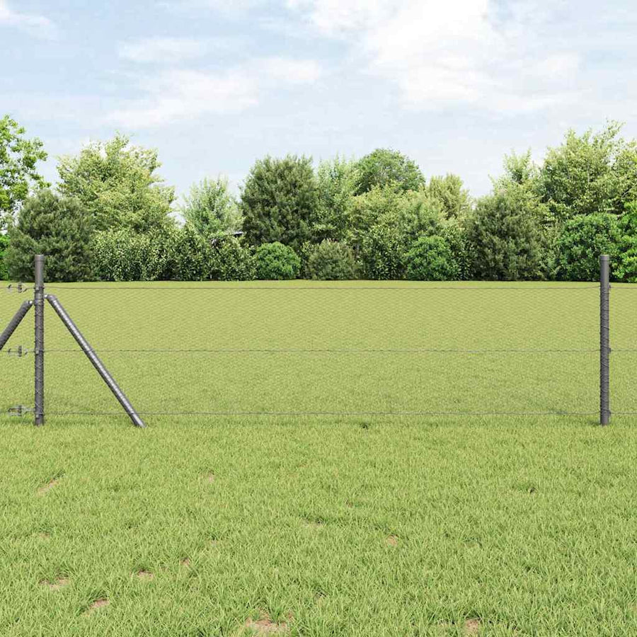 Afrasteringspaal Grijs 10 x 0,5 m (13 mm gaas) Staal en PVC