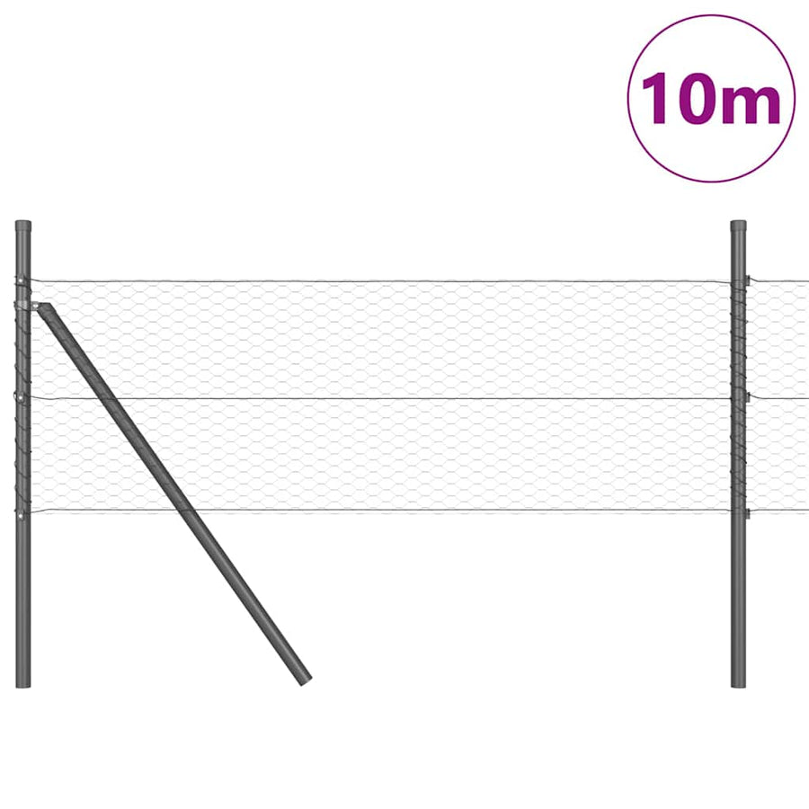Afrasteringspaal Grijs 10 x 0,5 m (25 mm gaas) Staal en PVC