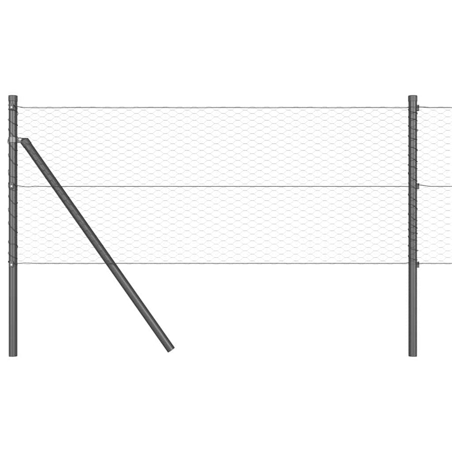 Afrasteringspaal Grijs 10 x 0,6 m (25 mm gaas) Staal en PVC