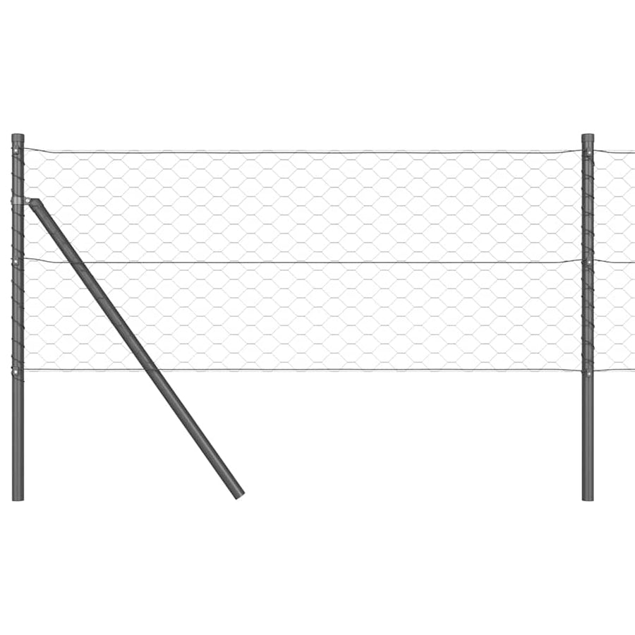 Afrasteringspaal Grijs 10 x 0,6 m (50 mm gaas) Staal en PVC