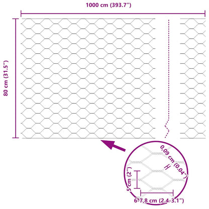 Afrasteringspaal Grijs 10 x 0,8 m (50 mm gaas) Staal en PVC