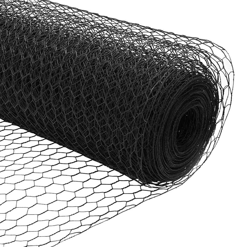 Afrasteringspaal Grijs 10 x 1 m (13 mm gaas) Staal en PVC