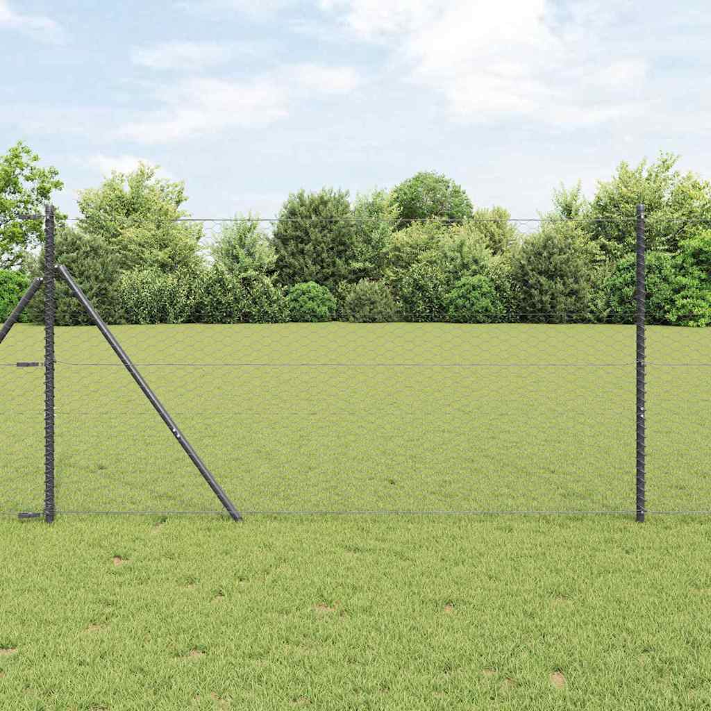 Afrasteringspaal Grijs 10 x 1 m (36 mm gaas) Staal en PVC