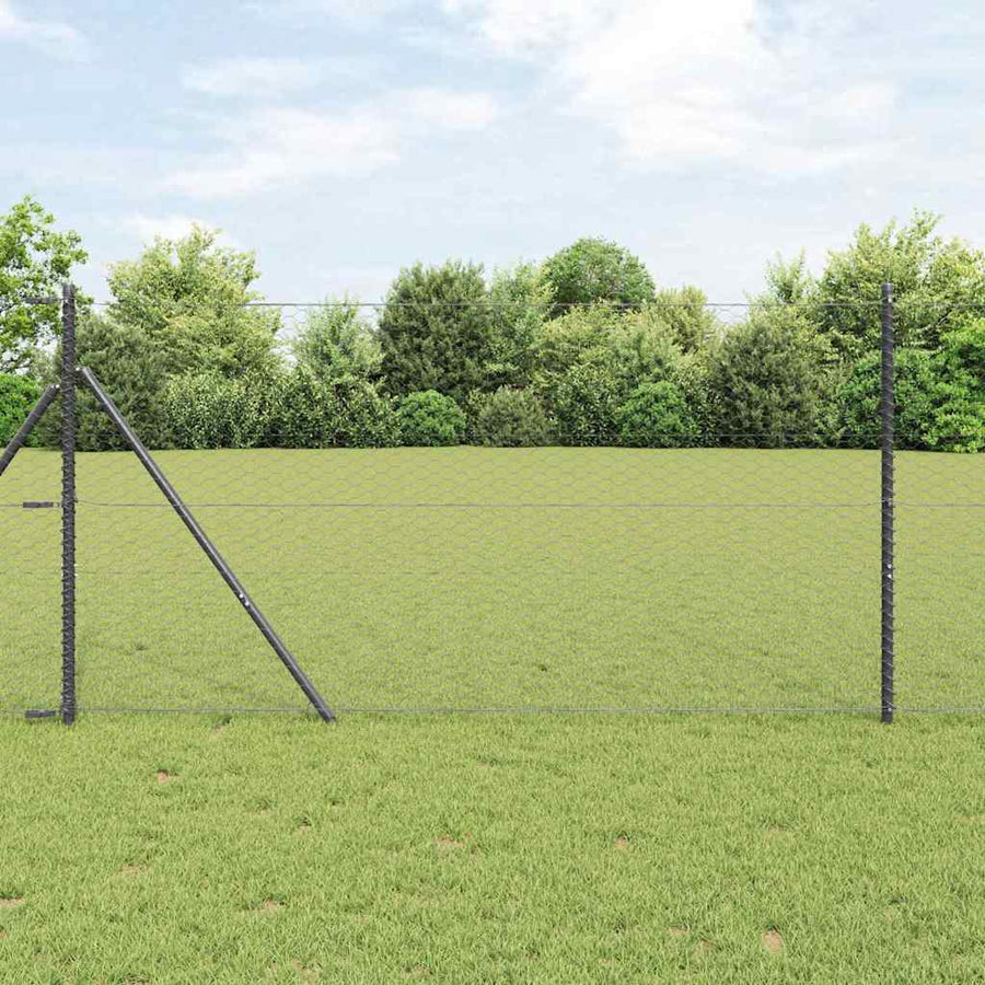 Afrasteringspaal Grijs 10 x 1,4 m (36 mm gaas) Staal en PVC