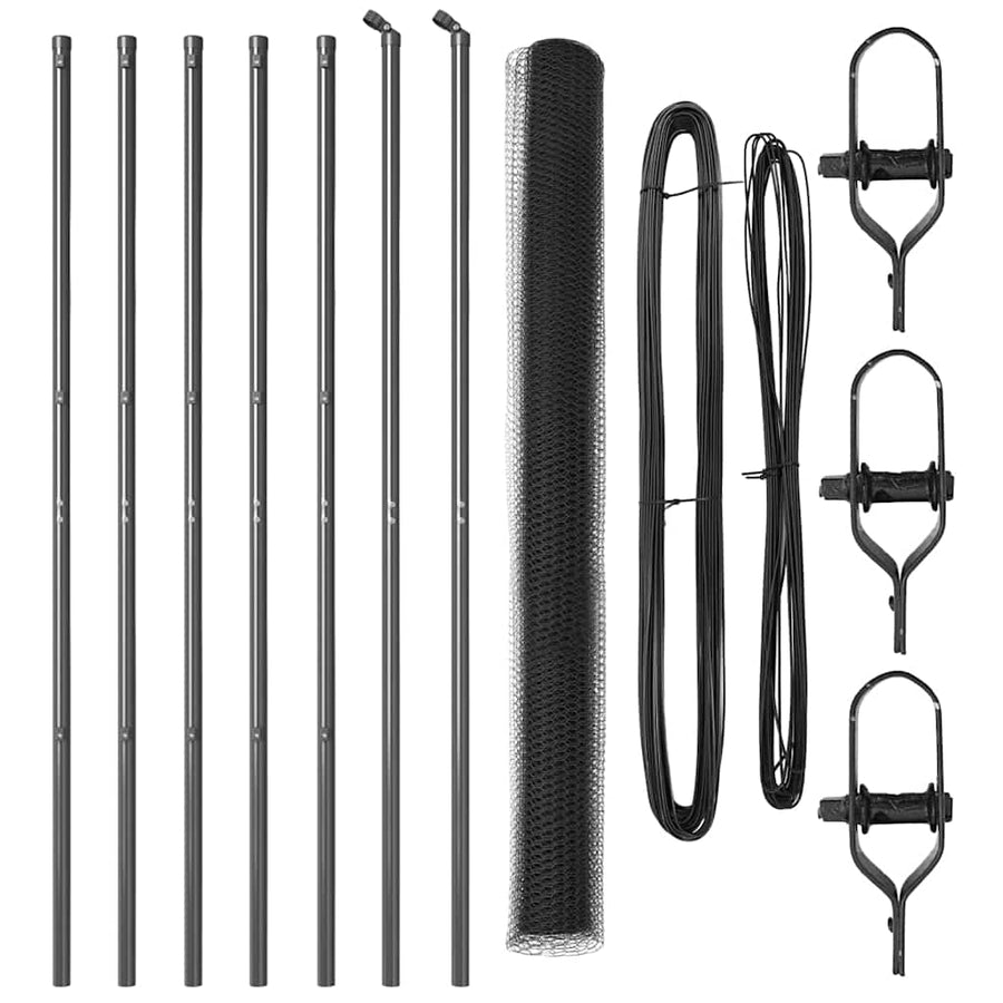 Afrasteringspaal Grijs 10 x 1,5 m (25 mm gaas) Staal en PVC